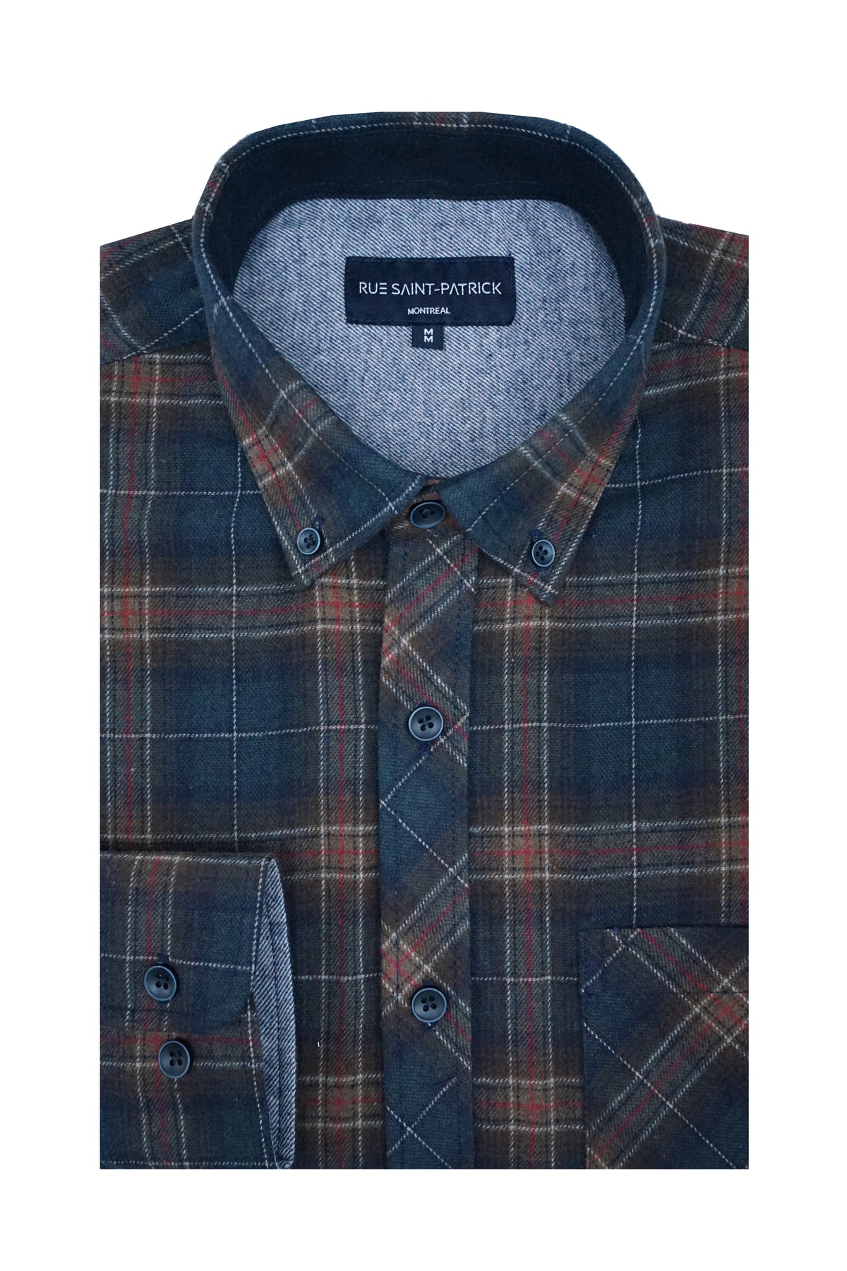 Vaudreuil Flannel Shirt in Navy and Chestnut
