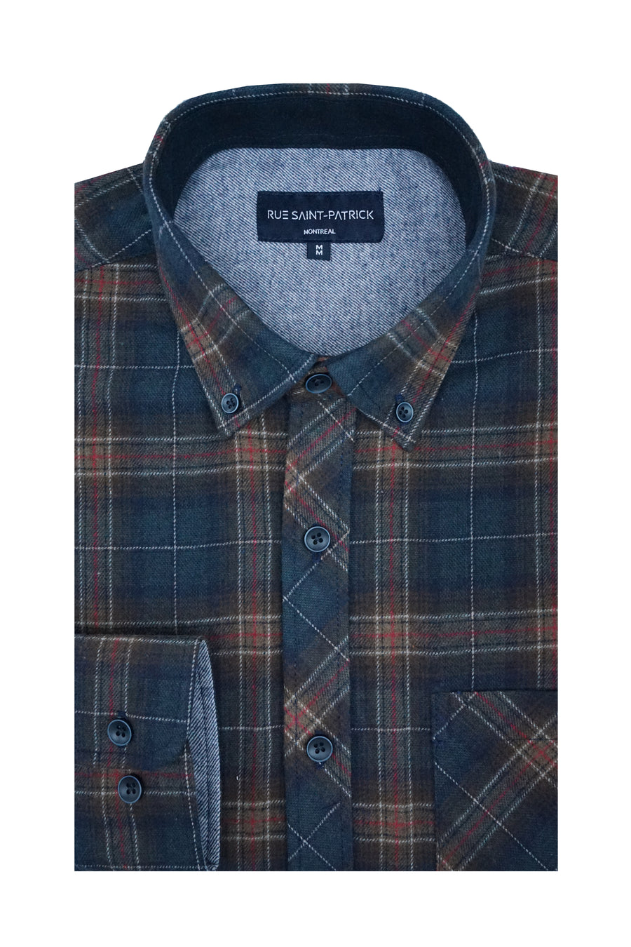 Vaudreuil Flannel Shirt in Navy and Chestnut