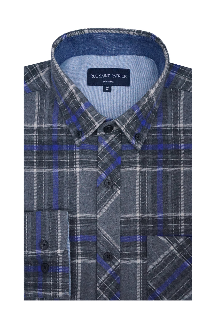 Lethbridge Flannel Shirt in Cobalt and Grey