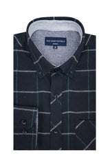 Chicoutimi Windowpane Check Flannel Shirt in Black and Forest Green