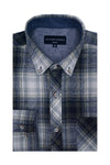 Muskoka Plaid Flannel Shirt in Slate Blue and Ivory