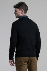V-Neck Merino Wool Sweater in Black