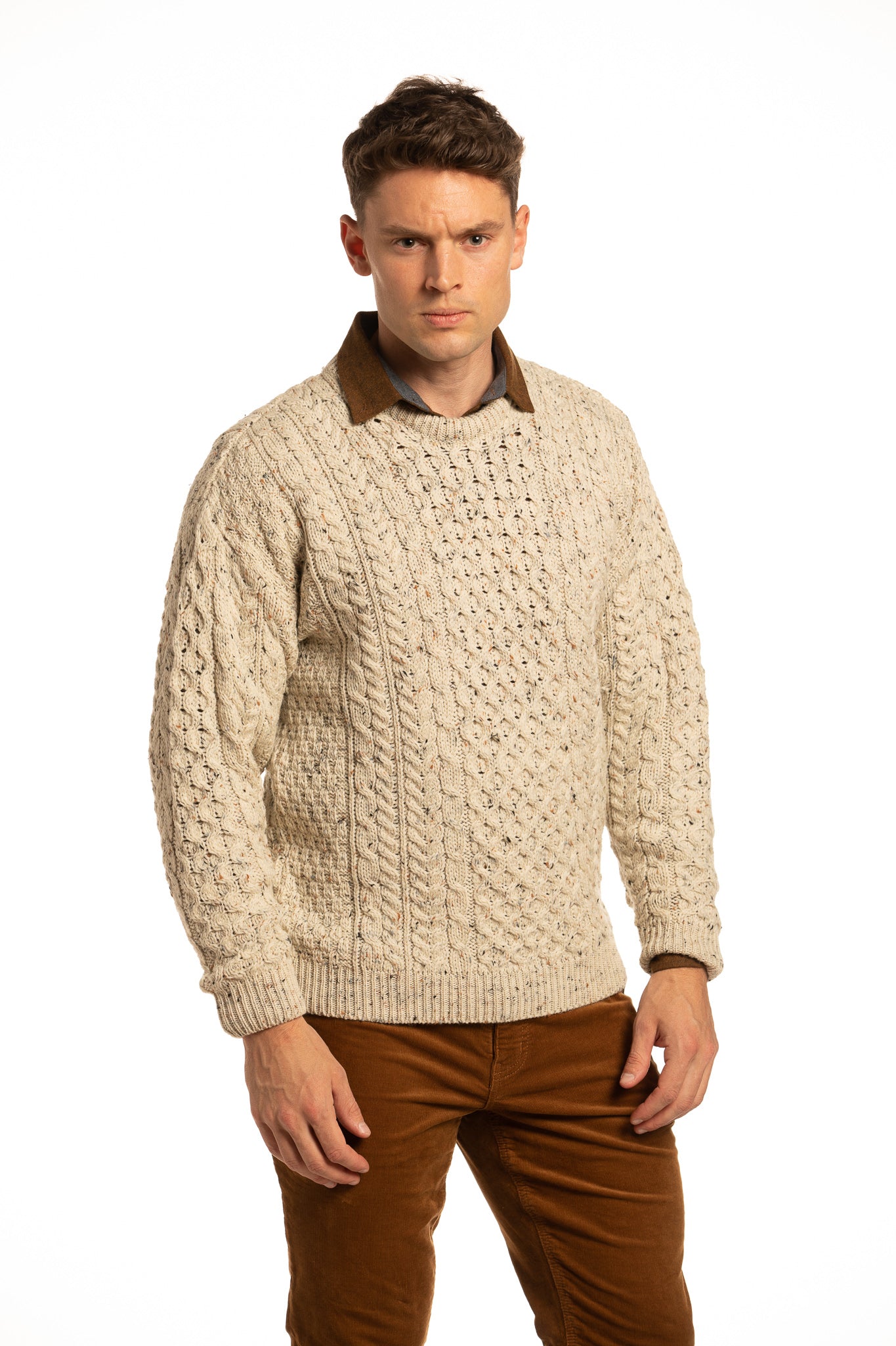 Connacht Worsted Wool Crewneck Sweater In Oatmeal