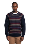 Pull ras du cou en laine mérinos mélangée Fairisle en bleu marine