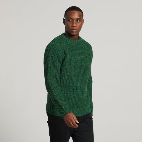 Tipperary Fisherman's Ribbed Crewneck Sweater in Valley Green