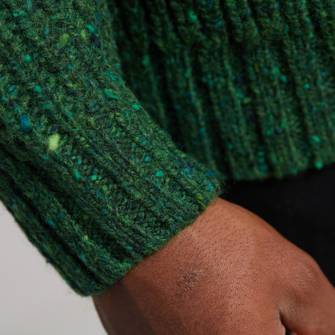 Tipperary Fisherman's Ribbed Crewneck Sweater in Valley Green