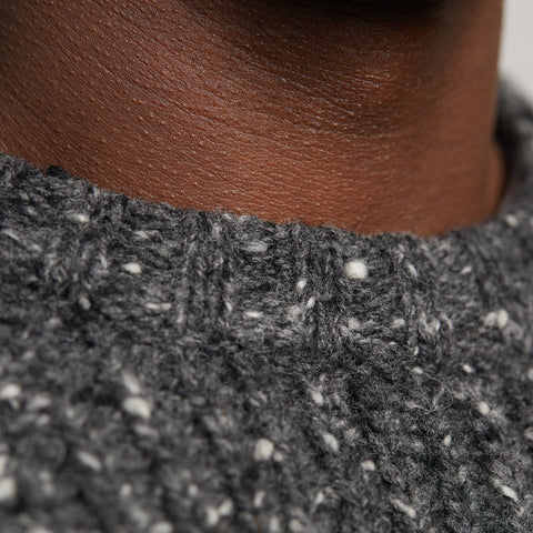 Tipperary Fisherman's Ribbed Crewneck Sweater in Charcoal