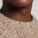 Pull ras du cou côtelé Tipperary Fisherman's couleur taupe