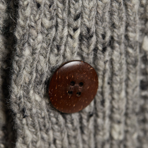 Leinster Wool Rib Shawl Cardigan in Granite Grey