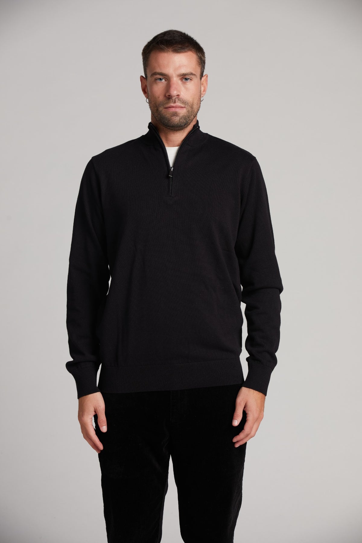 Fine Gauge 100% Cotton Quarter-Zip Sweater