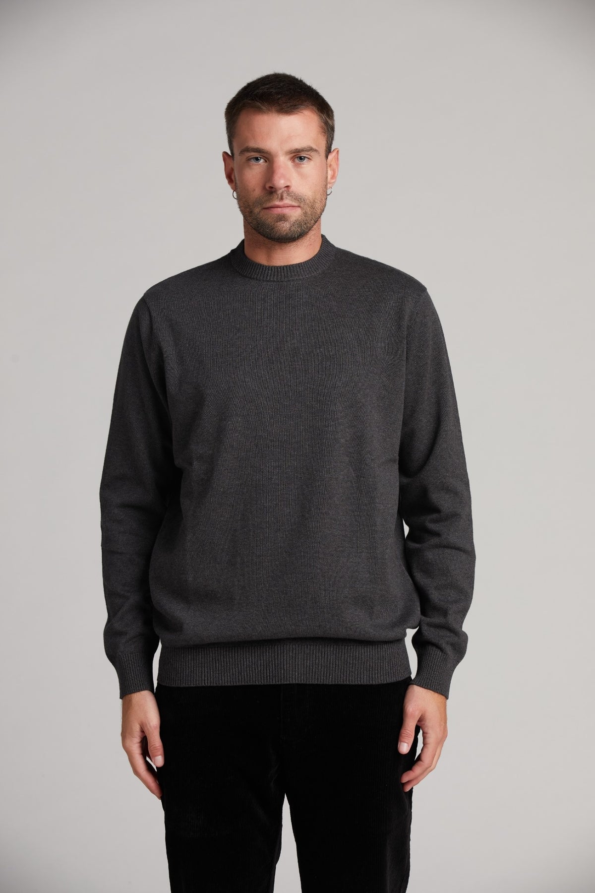 Pull col rond 100 % coton, maille fine