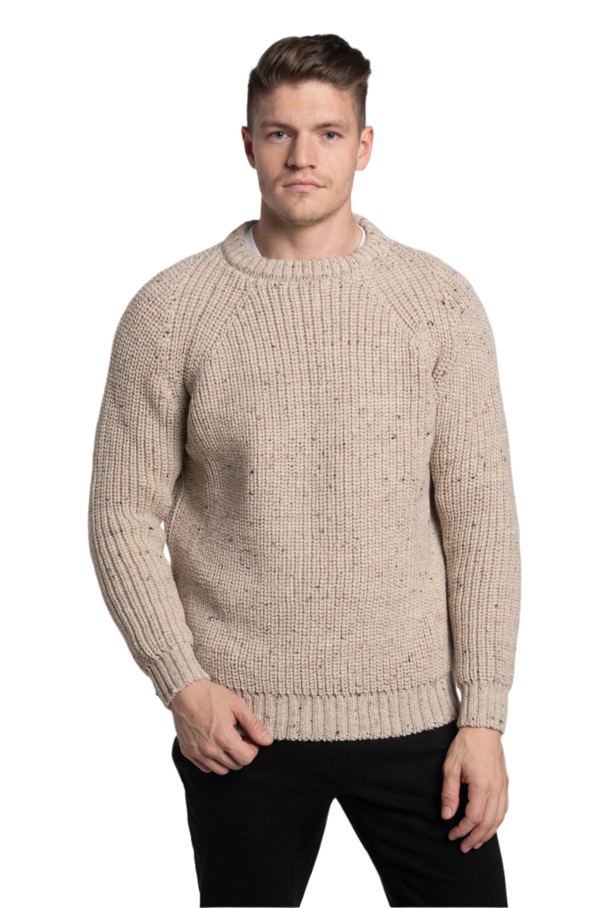 Pull col rond raglan Fisherman en flocons d'avoine