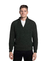 Pull zippé raglan Fisherman en vert émeraude
