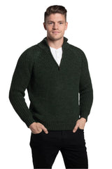 Pull zippé raglan Fisherman en vert émeraude
