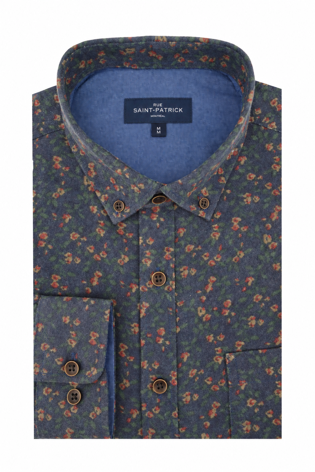 Tipperary Floral Flannel Shirt in Navy and Olive Green