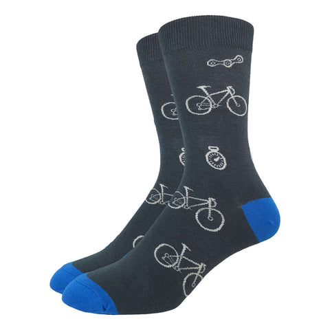 Grey & Blue Bicycle Socks