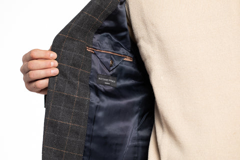 The Brazen Head Windowpane Check Blazer in Grey