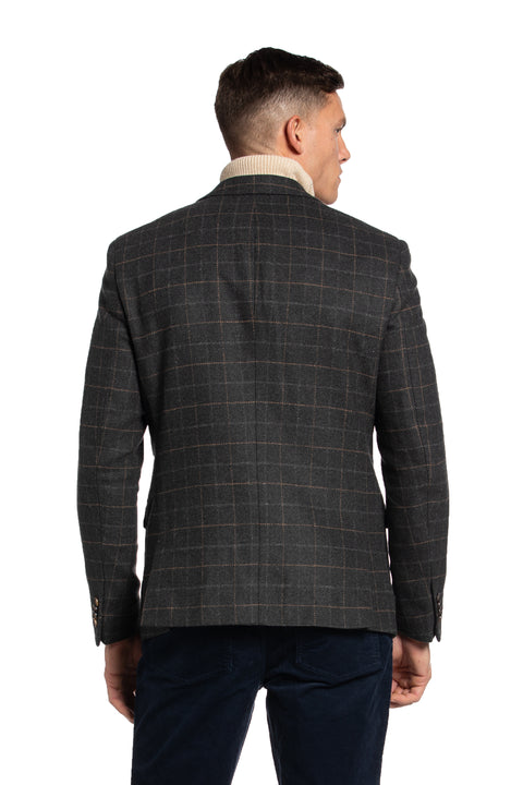 The Brazen Head Windowpane Check Blazer in Grey