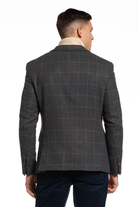 The Brazen Head Windowpane Check Blazer in Green