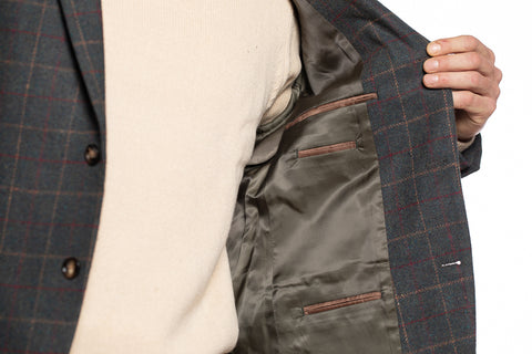 The Brazen Head Windowpane Check Blazer in Green