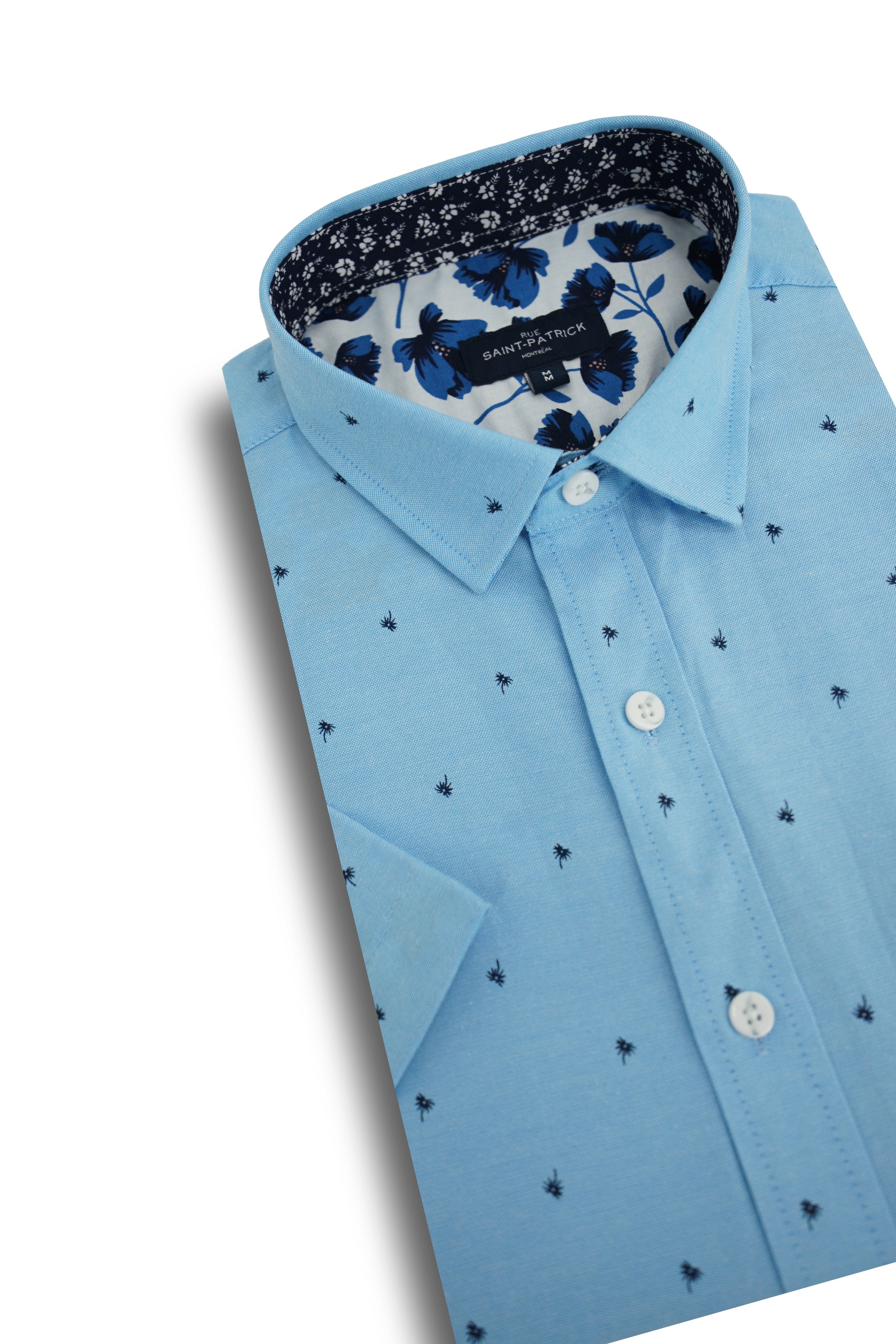 Eleuthera Easy-Care Oxford Short Sleeve Shirt in Cyan Blue