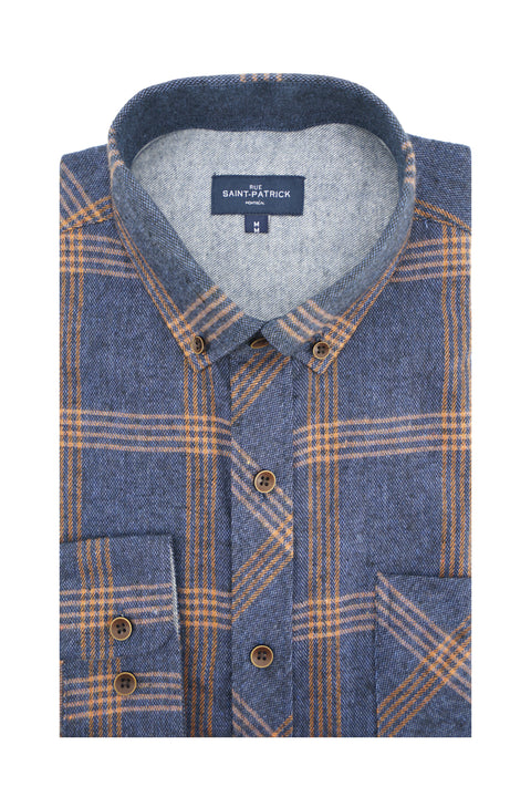 Ballynahinch Flannel Shirt in Navy and Ginger