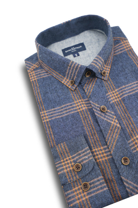 Ballynahinch Flannel Shirt in Navy and Ginger