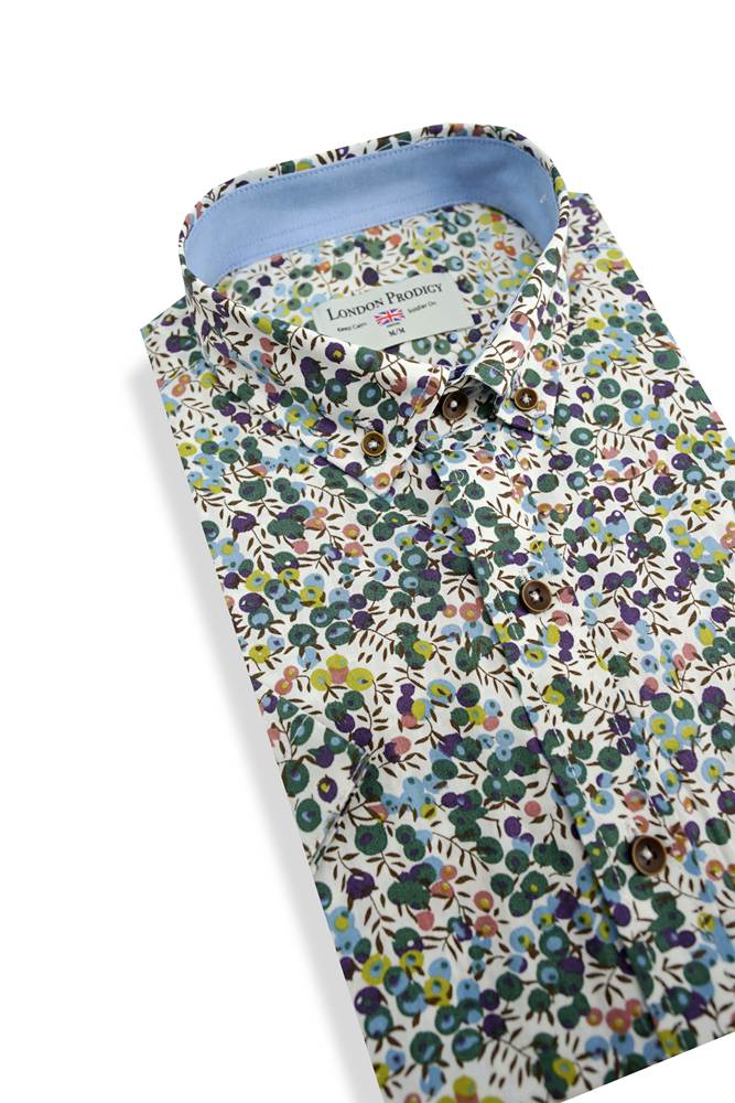 Chemise à manches courtes Livingstone en vert mélangé
