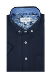 Chemise à manches courtes en lin mélangé Cappagh en bleu marine