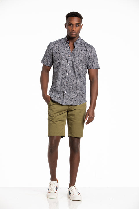 Beaumaris Linen Blend Short Sleeve Shirt in Nimbus Cloud