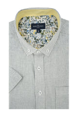 Beaumaris Linen Blend Short Sleeve Shirt in Nimbus Cloud