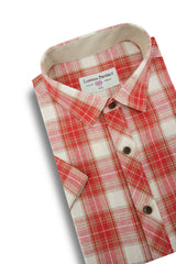 Lisnaskea Madras Short Sleeve Shirt in Crimson Red