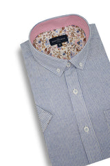 Chemise à manches courtes Newport en lin mélangé bleu acier