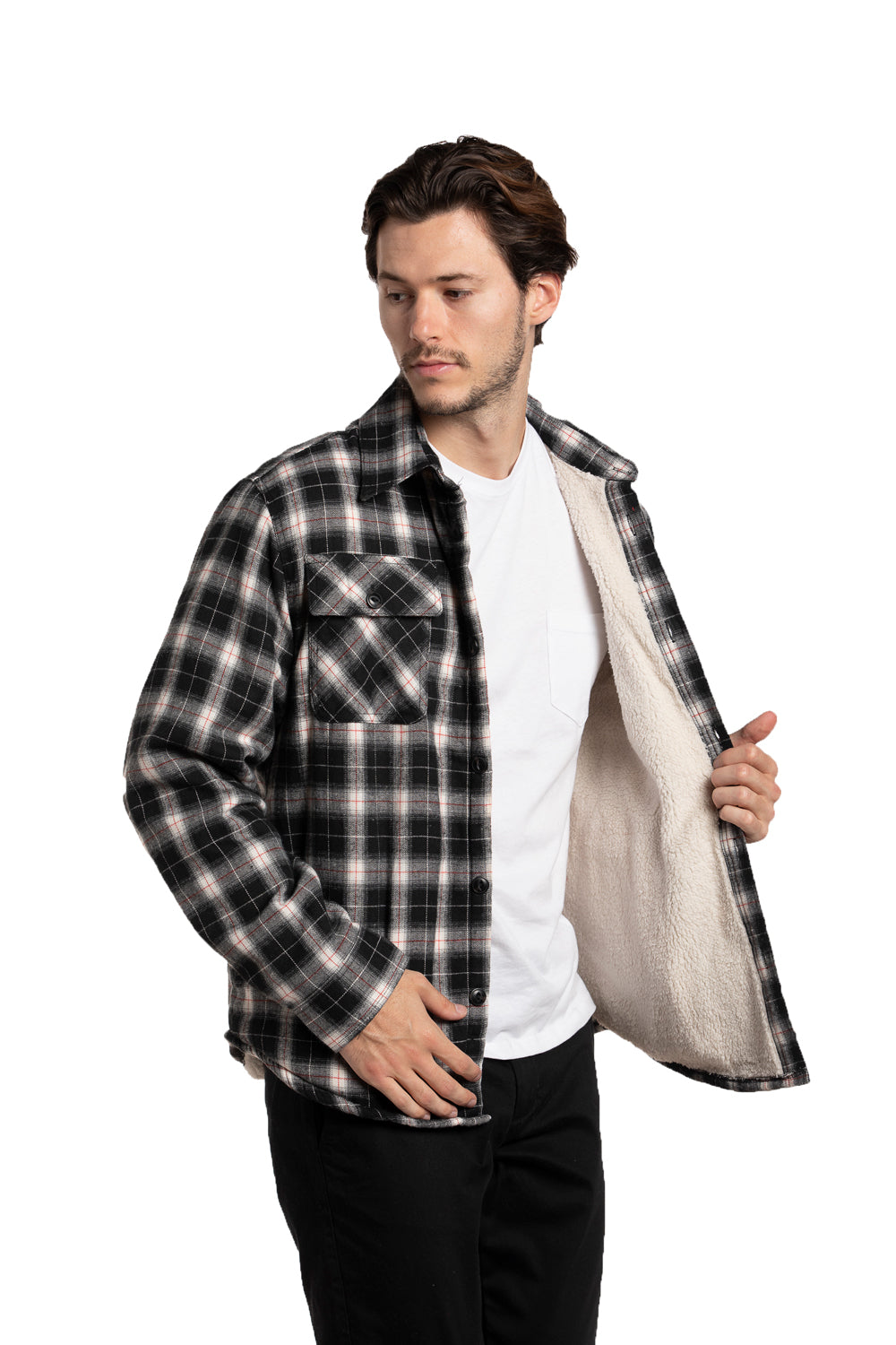 Surchemise doublée en sherpa Dublin en noir et blanc