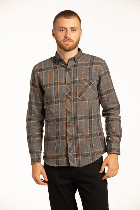 Valence Flannel Shirt in Ginger and Grey