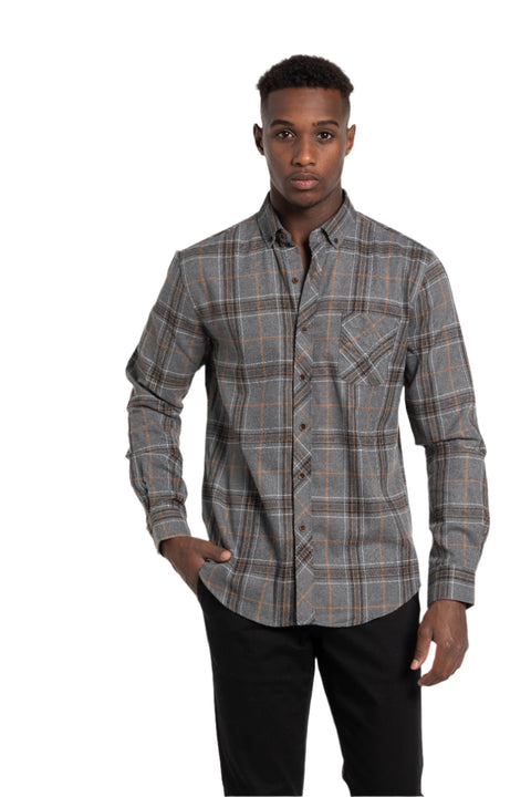 Valence Flannel Shirt in Ginger and Grey