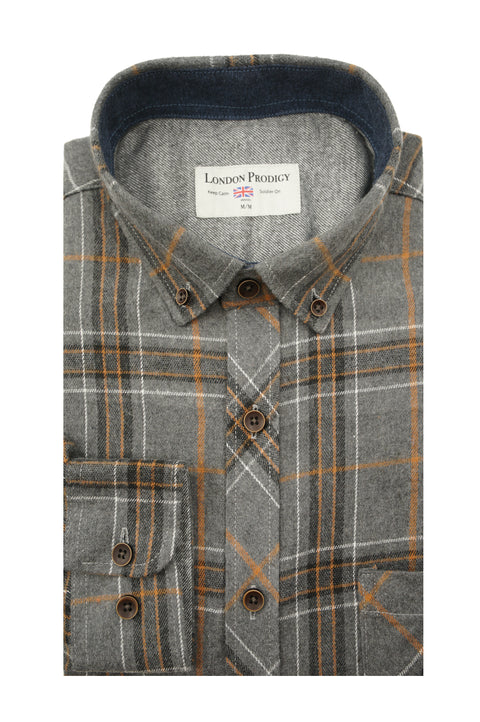 Valence Flannel Shirt in Ginger and Grey