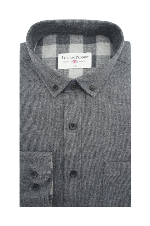 Tara Brushed Diagonal Twill Shirt in Charcoal