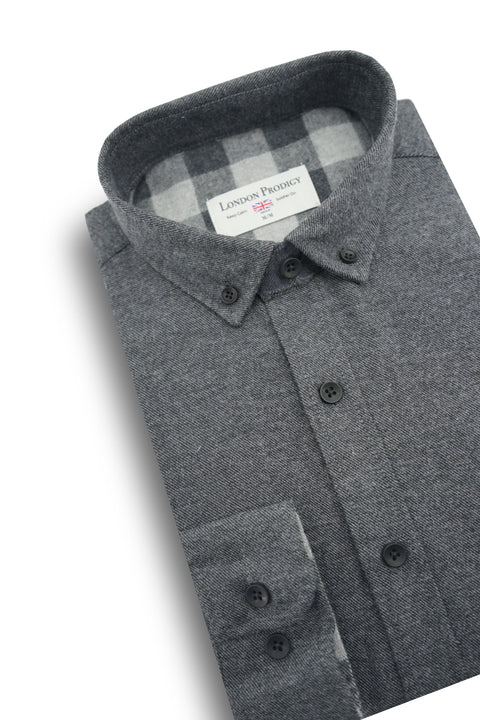 Tara Brushed Diagonal Twill Shirt in Charcoal