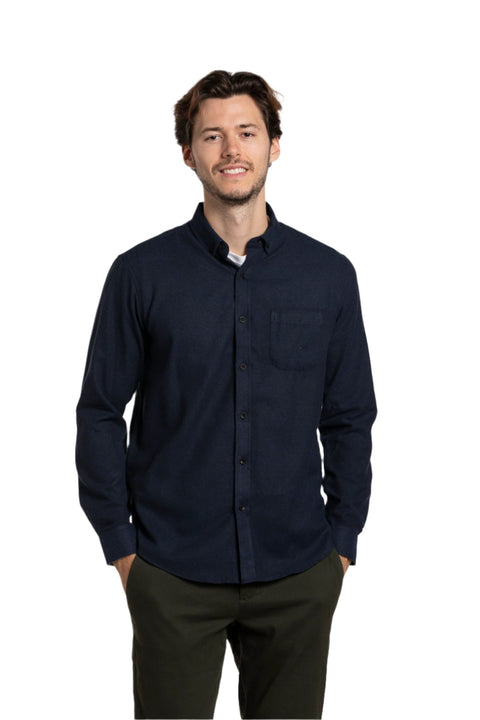 Greenan Brushed Diagonal Twill Shirt in Navy