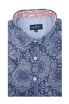 Chemise à manches courtes à imprimé bandana Cavan en bleu denim