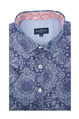 Chemise à manches courtes à imprimé bandana Cavan en bleu denim