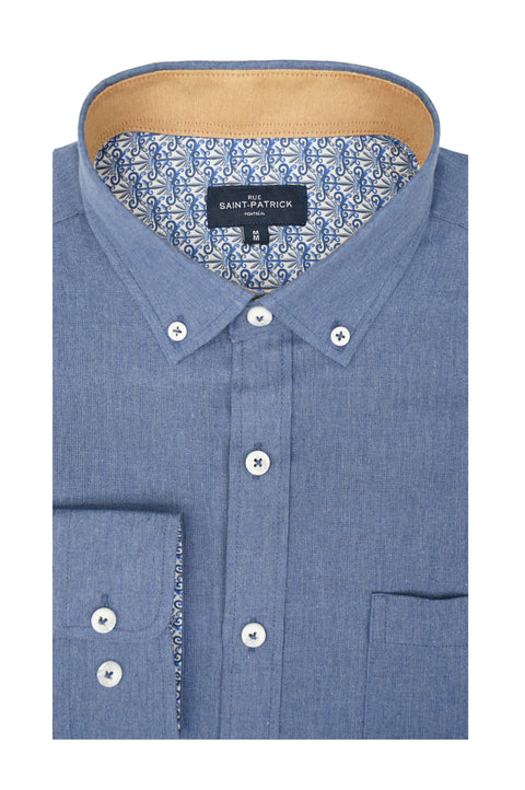 Portstewart Linen Blend Shirt in Denim Blue