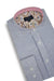 Corfu Linen Blend Pinstripe Shirt in Blueberry and White featuring a Mandarin Collar