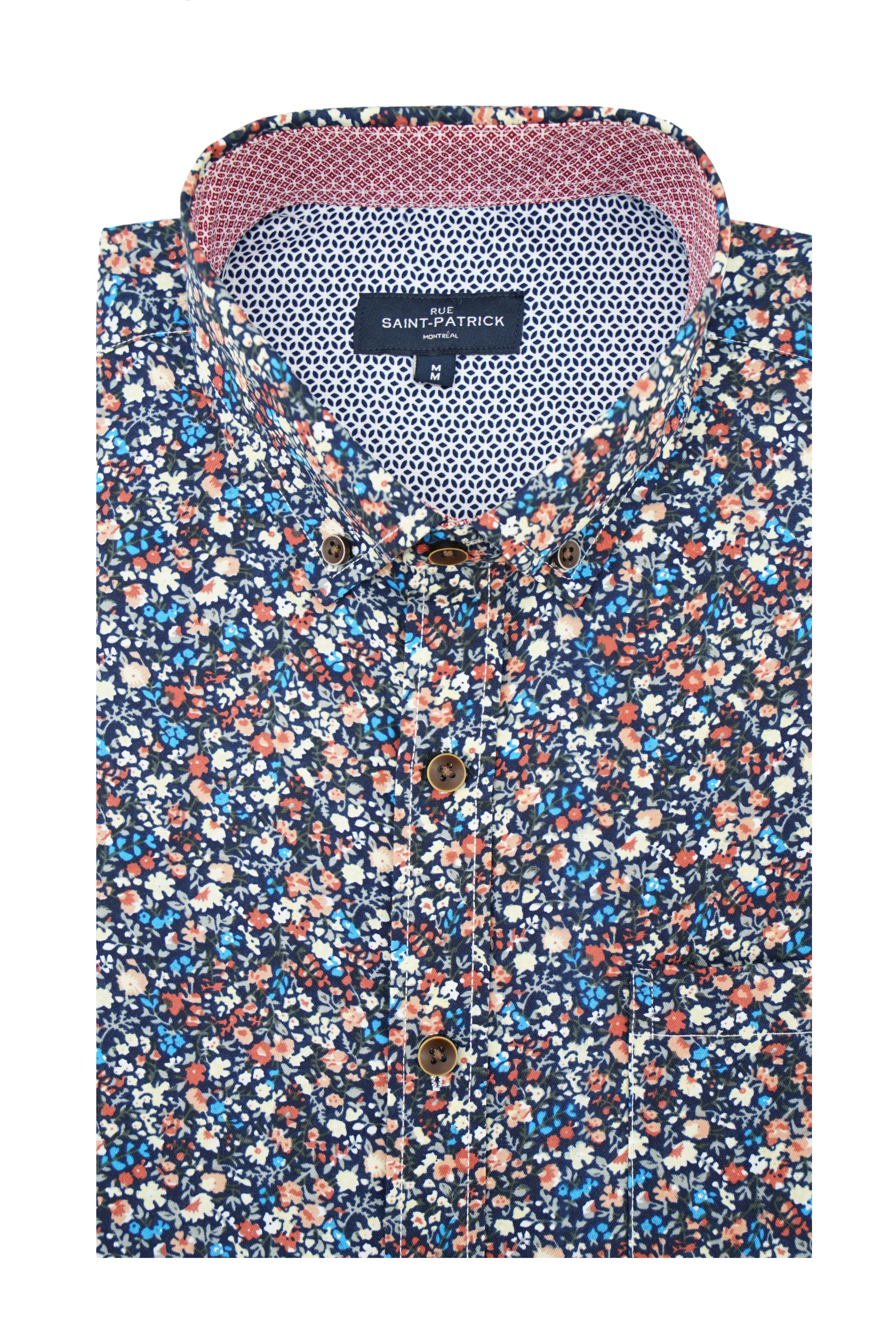 Skerries Floral Short Sleeve Shirt in Black Multi Colour