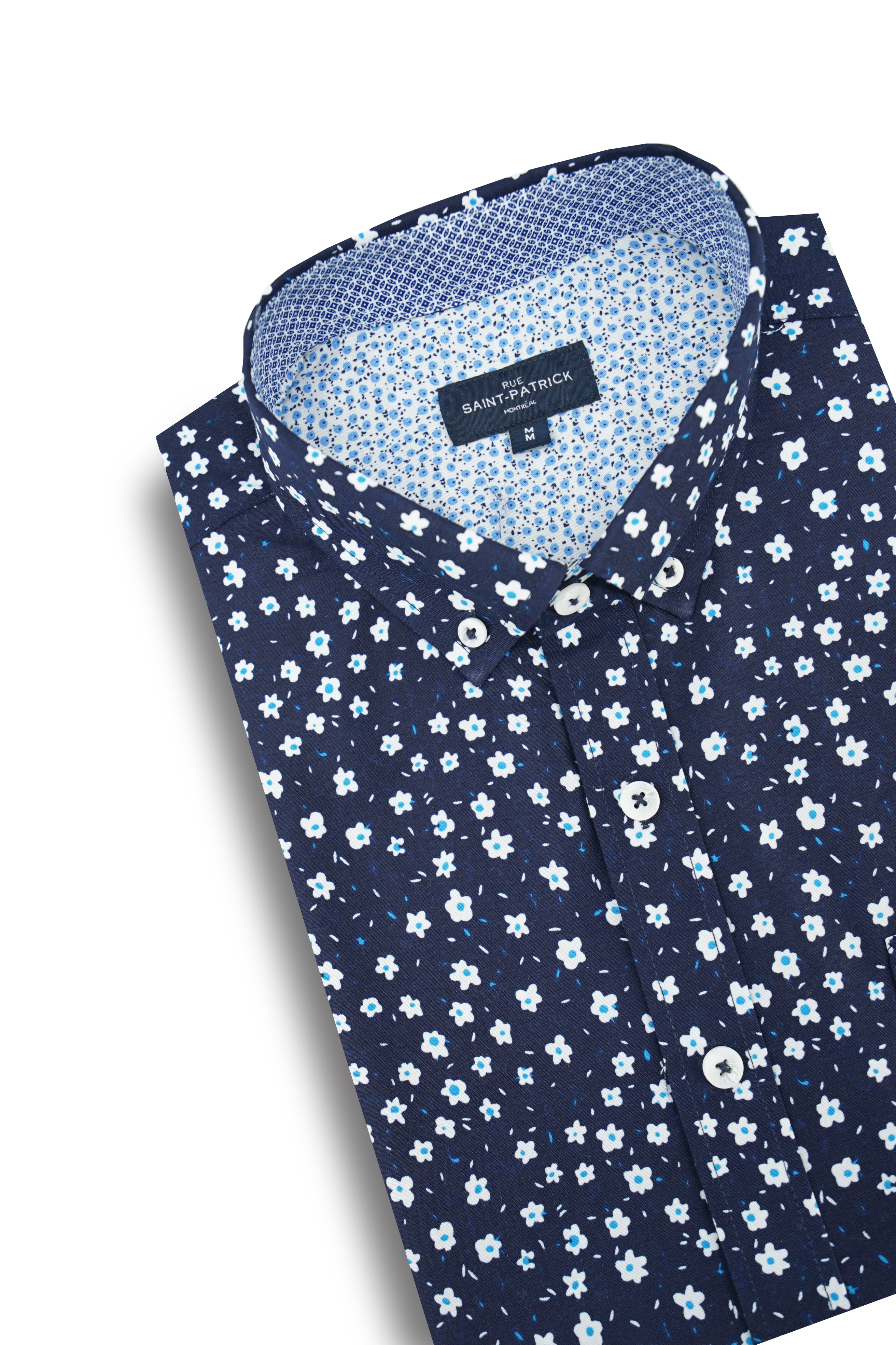 Ballyrobert Floral Short Sleeve Shirt In Navy And Blue