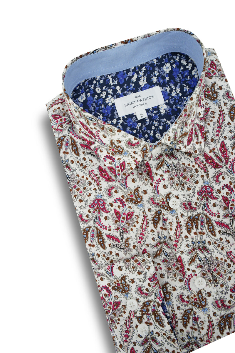 Colebrook Paisley Shirt in White and Raspberry – Rue Saint-Patrick
