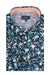 Montego Floral Short Sleeve Shirt in Black and Coral Blue