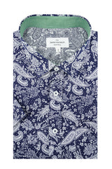 Chemise à manches courtes à motif cachemire Carrefour en bleu marine