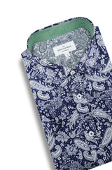 Chemise à manches courtes à motif cachemire Carrefour en bleu marine